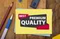 Best quality premium with icon on chart paper wooden background Royalty Free Stock Photo