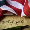 American flag and text bill of rights