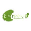Text Bio product, label, emblem design in green colour isolated on white background. Ecological, organic concept