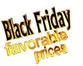Text Black Friday with favorable prices on a white background