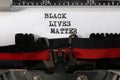 text BLACK LIVES MATTER on the old typewriter