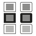 Text block. Information panel icon. Simple document shape. Vector illustration.