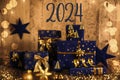 Text 2024, Blue Christmas Gifts, Wooden Winter Decor