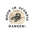 Text Boho Astrology Zodiac Sign Scorpio Logo or Label Clipart