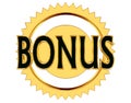 Text bonus on a gold circle on a white background