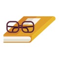 text book with eyeglasses education supply icon