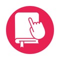 Text book with hand indexing block style icon