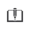 Text book and pen icon vector