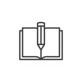 Text book and pen line icon