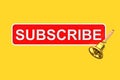 Text Box Subscribe Button with Golden Notification Bell. 3d Rendering Royalty Free Stock Photo
