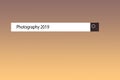 Text in the browser shows `Photography 2019`. Conceptual photo list of things that are going to become popular in this year