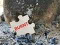 Text burnt on wooden jigsaw puzzle. Royalty Free Stock Photo