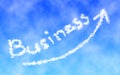 Text Business and arrow up written in sky. Word made of clouds. B