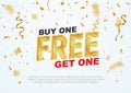 Text Buy one get one free on light background vector illustration. Best offer shopping Royalty Free Stock Photo