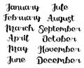 Text of calendar months of the year Royalty Free Stock Photo