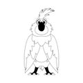 This text can be simplified to say A big, funny, and cute parrot with bright and lively colors. Childrens coloring page.