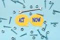 Text caption presenting Act Now. Internet Concept do not hesitate and start working or doing stuff right away New Ideas Royalty Free Stock Photo