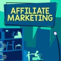 Hand writing sign Affiliate Marketing. Business approach Achieve Thoroughness and Accuracy Exactly Aware Office Building