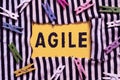 Text caption presenting Agile. Business showcase iterative approach to software delivery builds software incrementally