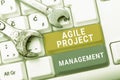 Text caption presenting Agile Project Management. Business overview management methodology from traditional to modern