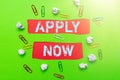 Text caption presenting Apply Now. Word for request something officially in writing or by sending in form Forming New Royalty Free Stock Photo