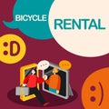 Text caption presenting Bicycle Rental. Conceptual photo a business which rents out bikes to tourists or travellers Two