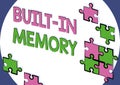 Text caption presenting Built In Memory. Business approach device or feature are included in something as a part of it