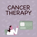 Text caption presenting Cancer Therapy. Conceptual photo Treatment of cancer in a patient with surgery Chemotherapy Line