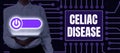 Text caption presenting Celiac Disease. Conceptual photo Small intestine is hypersensitive to gluten Digestion problem Royalty Free Stock Photo
