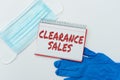 Text caption presenting Clearance Sales. Concept meaning goods at reduced prices to get rid of superfluous stock Royalty Free Stock Photo