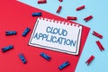 Text caption presenting Cloud Application. Word for the software program where cloud computing works Writing Important Royalty Free Stock Photo