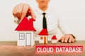 Hand writing sign Cloud Database. Business overview optimized or built for a virtualized computing environment Different Royalty Free Stock Photo