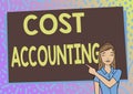 Text caption presenting Cost Accounting. Business approach the recording of all the costs incurred in a business