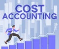 Text caption presenting Cost Accounting. Business idea the recording of all the costs incurred in a business