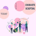 Text caption presenting Cross Site Scripting. Concept meaning Security vulnerability mainly found in web application