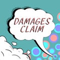 Text caption presenting Damages Claim. Word for Demand Compensation Litigate Insurance File Suit Royalty Free Stock Photo