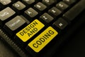 Text caption presenting Design And Coding. Concept meaning HTML and programming, Cross platform development website Royalty Free Stock Photo