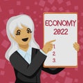 Writing displaying text Economy 2022. Business idea State of wealth and resources of a country in upcoming year Business