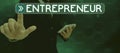 Text caption presenting Entrepreneur. Business showcase one who organizes and assumes the risks of a business