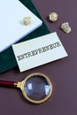 Text caption presenting Entrepreneur. Internet Concept one who organizes and assumes the risks of a business