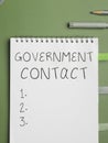 Text caption presenting Government Contact. Business concept debt security issued by a government to support spending Royalty Free Stock Photo