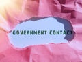 Text caption presenting Government Contact. Internet Concept debt security issued by a government to support spending Royalty Free Stock Photo