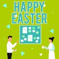 Text caption presenting Happy Easter. Word for a celebration of the resurrection of Jesus Christ from at sunrise Royalty Free Stock Photo
