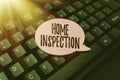 Text caption presenting Home Inspection. Internet Concept noninvasive examination of the condition of a home Paper note Royalty Free Stock Photo