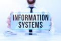 Text caption presenting Information Systems. Concept meaning study of systems with a exact reference to information Royalty Free Stock Photo