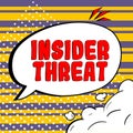 Conceptual caption Insider Threat. Internet Concept security threat that originates from within the organization