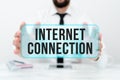 Text caption presenting Internet Connection. Word Written on The way one gains access or connection to the Internet