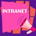 Text caption presenting Intranet. Business idea local or restricted communications network especially private one