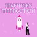 Text caption presenting Inventory Management. Business idea Overseeing Controlling Storage of Stocks and Prices
