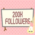 Text caption presenting 200K Followers. Word for number of individuals who follows someone in Instagram Colorful Design